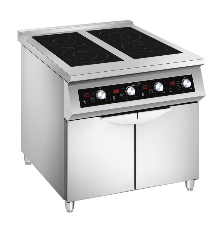 Product image #1 for Eurodib USA Commercial Freestanding 4-Zone Induction Cooktop with Legs, Stainless Steel, 208V 3-Phase