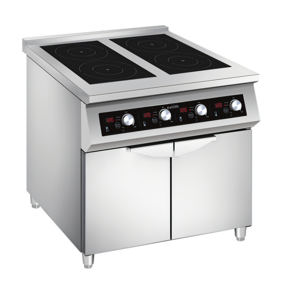 Product image #1 for Eurodib USA Commercial Freestanding 4-Zone Induction Cooktop with Legs, Stainless Steel, 208V 3-Phase