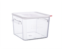 Araven 12.6 Qt Square Clear Polycarbonate Food Storage Container with Airtight Lid and Embedded Label