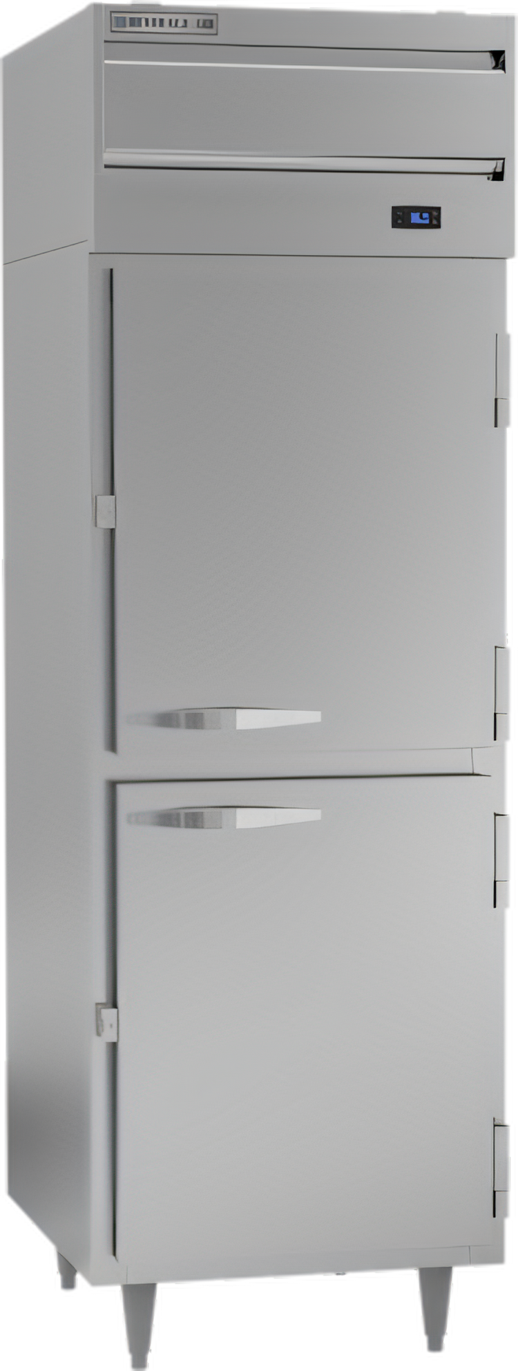 Product image #1 for Beverage-Air P-Series One-Section Reach-In Refrigerator, 21.01 Cu. Ft., 2 Lockable Solid Half Doors, Top-Mounted Self-Contained