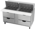 Thumbnail image #1 for Beverage-Air SPED60HC-24M-4 Two-Section 60-Inch Mega Top Sandwich Prep Table Refrigerator with 4 Drawers
