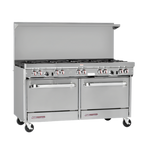 Thumbnail image #1 for Southbend (Middleby) S-Series S60DD 60-Inch Gas Restaurant Range with 10 Open Burners, 2 Standard Ovens, Backriser with Hi-Shelf