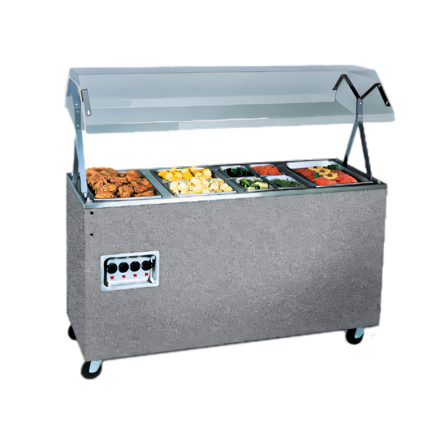 Product image #1 for Vollrath 2-Series Affordable Portable 4-Well Mobile Hot Food Station with Buffet Breath Guard and Lights
