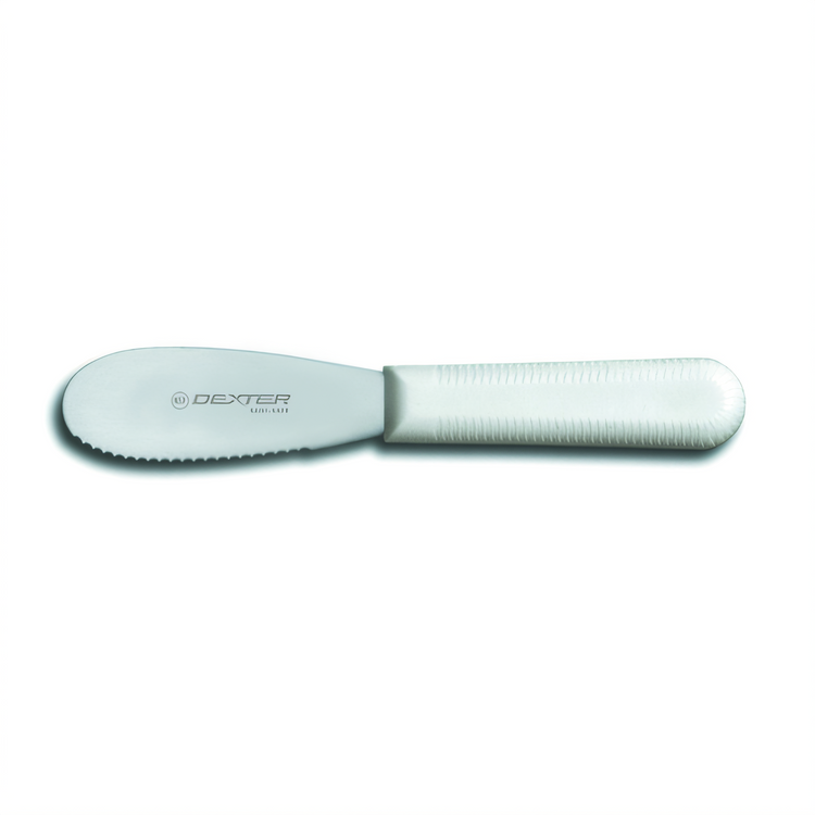 Product image #1 for Dexter-Russell Sani-Safe 3-1/2 Inch Scalloped Edge Sandwich Spreader with Red Polypropylene Handle