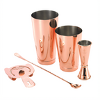 Thumbnail image #1 for Krowne KR-BK5 5-Piece Copper Cocktail Kit with Full- and Half-Size Shakers, Double Jigger, Bar Spoon & Spring Strainer