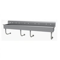 Advance Tabco 100-Inch Wall-Mounted Multiwash Hand Sink with 5 Faucet Hole Sets