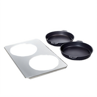 RATIONAL Large Roasting and Baking Pan Set with 1/1 GN Steel Carrier Plate and 2 TriLax-Coated 10-Inch Pans