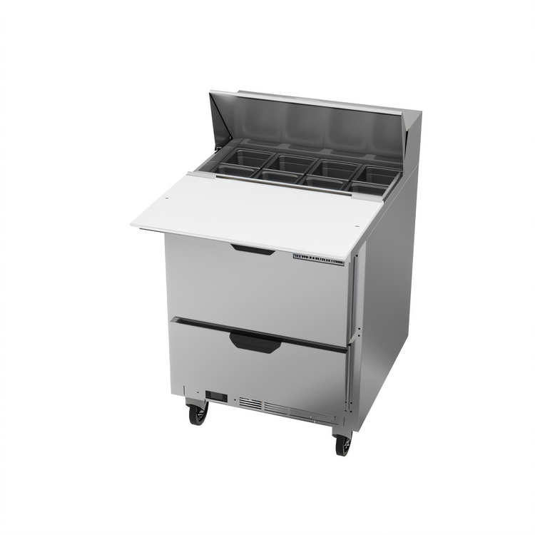 Product image #2 for Beverage-Air 27-Inch One-Section Refrigerated Sandwich Prep Table with 2 Drawers, 8-Pan Top, and Cutting Board