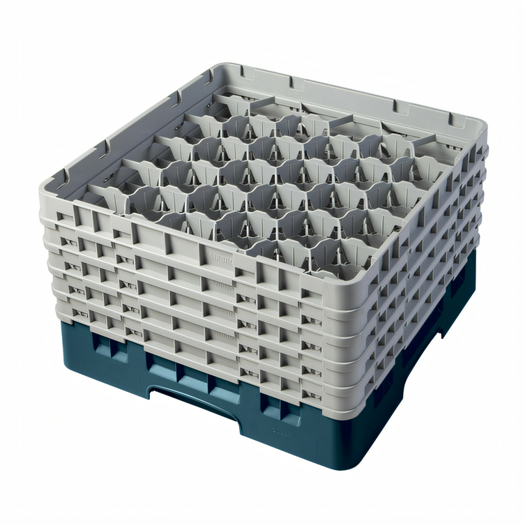 Product image #2 for Cambro Camrack Full Size 30-Compartment Glass Rack with 5 Soft Gray Extenders, Teal