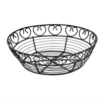 Winco 8-Inch Round Wire Bread/Fruit Basket, Black