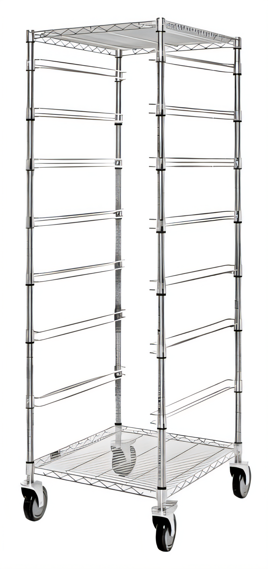 Product image #1 for Mobile Bin Storage Cart with 2 Wire Shelves and 7 Bin Slides