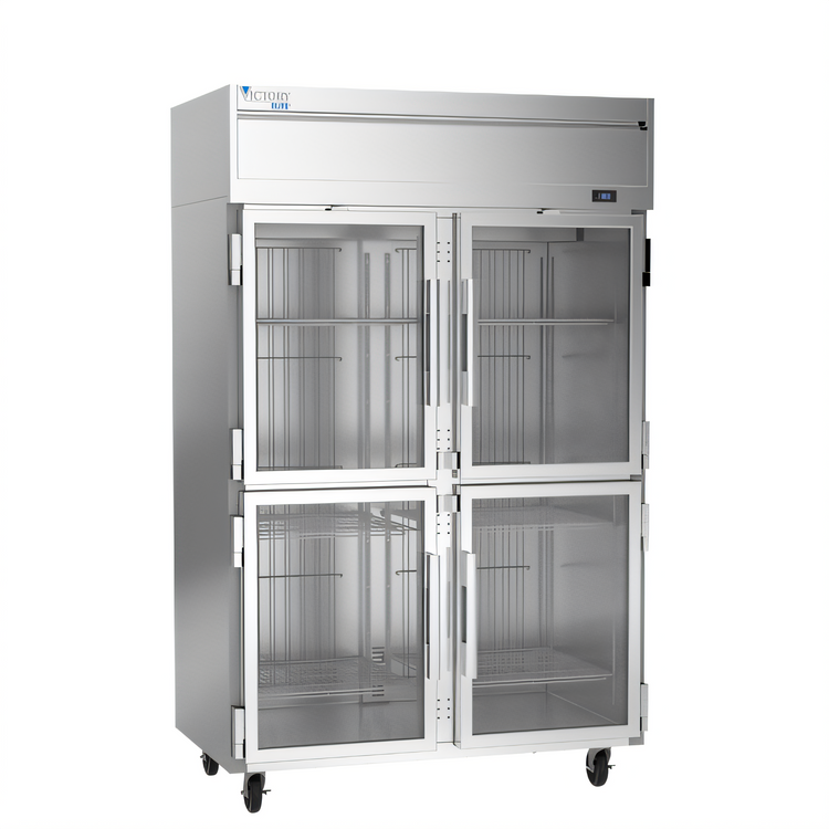 Product image #1 for Victory Elite Two-Section Top-Mount Reach-In Display Freezer with Four Half-Height Glass Doors, 46.29 Cu. Ft.