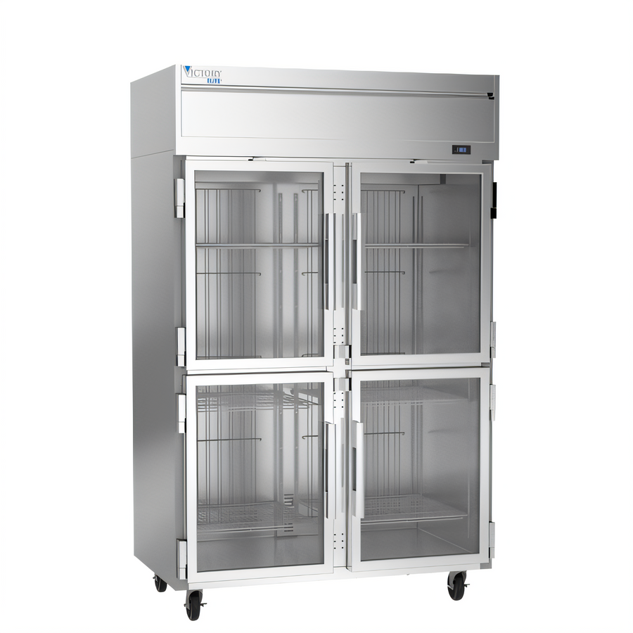 Product image #1 for Victory Elite Two-Section Top-Mount Reach-In Display Freezer with Four Half-Height Glass Doors, 46.29 Cu. Ft.