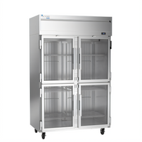 Victory Elite Two-Section Top-Mount Reach-In Display Freezer with Four Half-Height Glass Doors, 46.29 Cu. Ft.