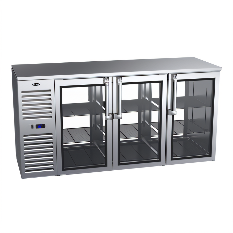 Product image #1 for Krowne Royal Series 72-Inch Pass-Thru Refrigerated Back Bar Cabinet with 6 Hinged Doors, Left-Mounted Self-Contained Refrigeration