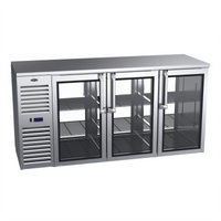Krowne Royal Series 72-Inch Pass-Thru Refrigerated Back Bar Cabinet with 6 Hinged Doors, Left-Mounted Self-Contained Refrigeration