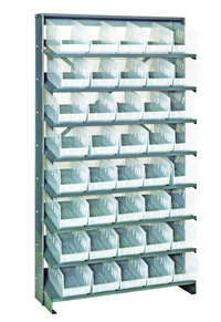 Quantum Sloped Single-Sided Steel Pick Rack with 8 Shelves and 40 Clear Bins