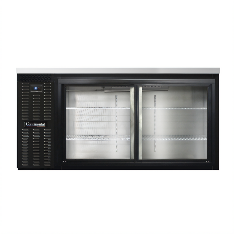 Product image #1 for Continental Refrigerator BB69SNSGD 69" Shallow Depth Back Bar Cooler with Sliding Glass Glass Doors