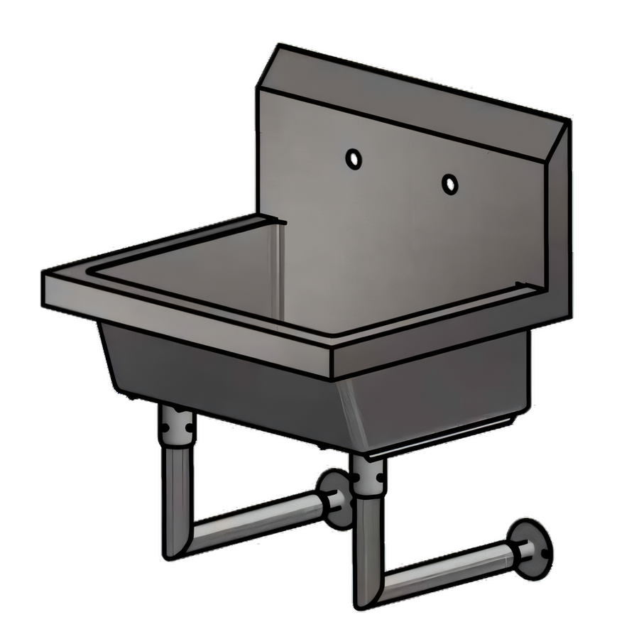 Product image #1 for Single Station Wall Mounted Stainless Steel Hand Wash Sink, 24 Inch Wide, 8 Inch Deep Bowl