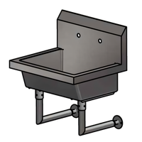 Single Station Wall Mounted Stainless Steel Hand Wash Sink, 24 Inch Wide, 8 Inch Deep Bowl
