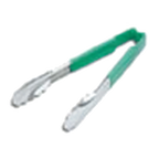 Thumbnail image #1 for Vollrath Jacob's Pride® 4781270 12-Inch Springless Stainless Steel Utility Tongs with Scalloped Teeth and Green Handle Case of 12