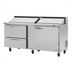 Thumbnail image #1 for Turbo Air PRO 72 5/8-Inch Two-Section Sandwich/Salad Prep Table with 1 Door, 2 Drawers, and 18-Pan Top