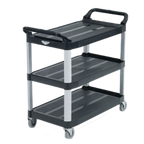 Thumbnail image #1 for Vollrath 97007 3-Shelf Black Polypropylene Multi-Purpose Bus Cart, 300 lb Capacity, 4" Non-Marking Casters