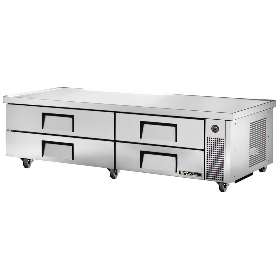 Product image #1 for True 84-Inch Refrigerated Chef Base with 4 Drawers, 18-Gauge Stainless Steel Top, Self-Contained R290 Refrigeration