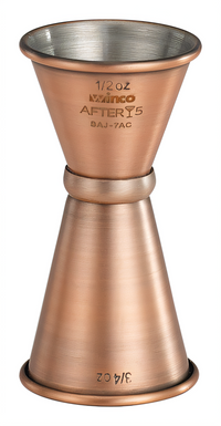 After 5 Antique Copper Stainless Steel Double Jigger with Inner Marking Lines, 1/2 x 3/4 oz