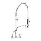 Thumbnail image #1 for Fisher 48920 8-Inch On-Center Splash-Mounted Pre-Rinse Add-On Faucet with 14-Inch Spout, Spring-Action Gooseneck, and Wall Bracket