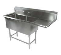 John Boos Pro-Bowl Freestanding 2-Compartment Sink with Right Drainboard and Backsplash