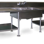 Thumbnail image #1 for Eagle Group Spec-Master SMPT30144 144-Inch 14-Gauge 304 Stainless Steel Two-Sink Marine Prep Table with Faucet and 10-Inch Backsplash