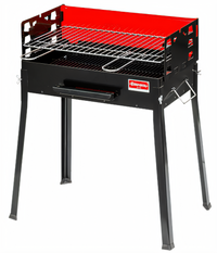 Omcan Painted Steel Charcoal BBQ Grill with 19.7 x 11.8-Inch Cooking Area