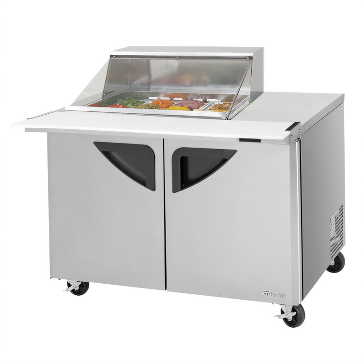 Product image #1 for Turbo Air Super Deluxe 48-Inch Two-Section Sandwich/Salad Mega Top Prep Table with Clear Top, 12-Pan Opening