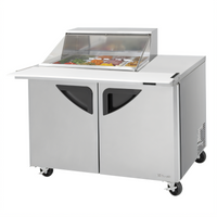 Turbo Air Super Deluxe 48-Inch Two-Section Sandwich/Salad Mega Top Prep Table with Clear Top, 12-Pan Opening