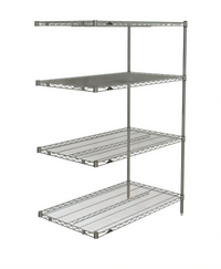 Metro Super Erecta Add-On Wire Shelving Unit, 42W x 24D x 63H, 4 Shelves, Brite Finish