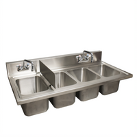 BK Resources 4-Compartment Drop-In Sink with 5-Inch Riser and 2 Faucets, 48 x 24 Inches