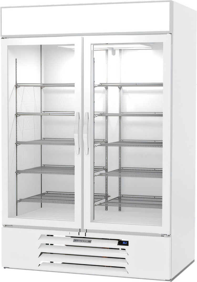 Product image #1 for Beverage-Air MarketMax IQ 52-Inch White Reach-In 2-Section Glass Door Refrigerated Merchandiser with Electronic Smart Lock