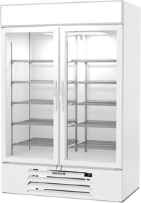 Beverage-Air MarketMax IQ 52-Inch White Reach-In 2-Section Glass Door Refrigerated Merchandiser with Electronic Smart Lock