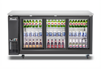Migali 72.75-Inch 3-Door Back Bar Refrigerator with Sliding Glass Doors