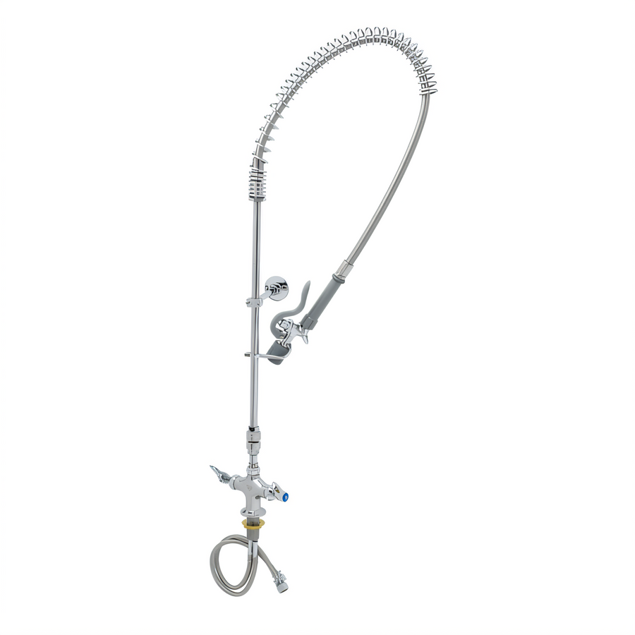 Product image #1 for T&S Brass EasyInstall Single-Hole Deck Mount Pre-Rinse Unit with 20-Inch Riser, 44-Inch Hose, and 0.65 GPM Spray Valve