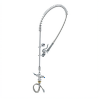 T&S Brass EasyInstall Single-Hole Deck Mount Pre-Rinse Unit with 20-Inch Riser, 44-Inch Hose, and 0.65 GPM Spray Valve