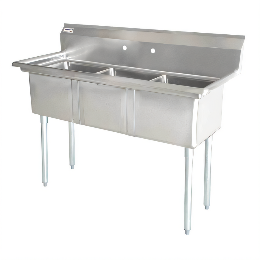 Product image #1 for Omcan 3-Compartment Pot Sink with 21 x 18 x 14 Inch Bowls, 304 Stainless Steel, No Drainboard