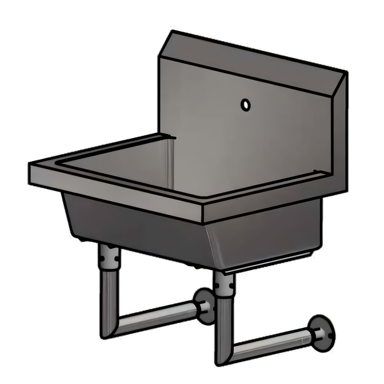 Product image #1 for BK Resources Single Station Wall-Mounted Hand Wash Sink with Splash Mount Faucet Hole, 24" W x 19-7/8" D x 8" Deep Bowl