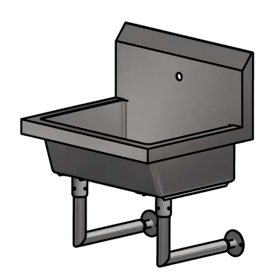 Product image #1 for BK Resources Single Station Wall-Mounted Hand Wash Sink with Splash Mount Faucet Hole, 24" W x 19-7/8" D x 8" Deep Bowl