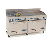 Comstock-Castle 72-Inch Commercial Gas Char-Broiler Range with 2 Extra-Wide 31-Inch Ovens