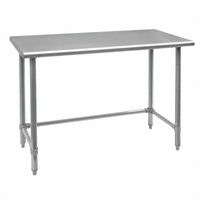 Omcan 60-Inch x 30-Inch Stainless Steel Flat Top Open Base Work Table for Cold Food Bars