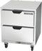 Thumbnail image #1 for Beverage-Air 27-Inch One-Section 2-Drawer Undercounter Refrigerator, 5.5 Cu. Ft., Stainless Steel, Rear-Mounted Self-Contained