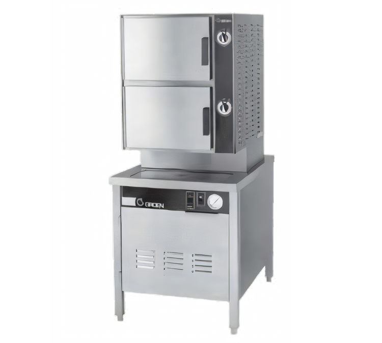 Product image #1 for Groen HyPlus HY-10SE-36 Pressureless Electric Steamer with 2 Compartments and 36 Inch Cabinet Base