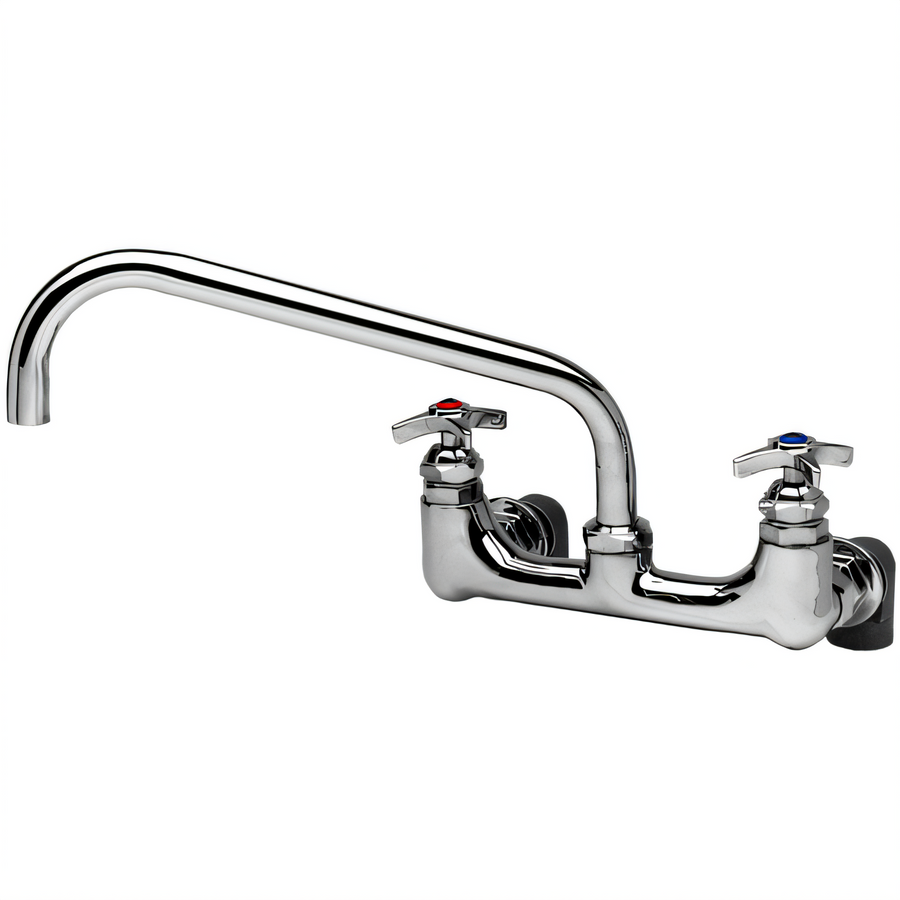 Product image #1 for T&S Brass Big-Flo Wall-Mount Sink Mixing Faucet with 12-Inch Plain End Swing Nozzle